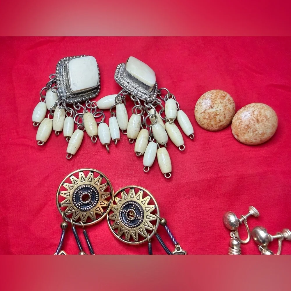 Vintage boho tribal western southwestern style clip on earring lot
